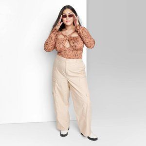 Women's Low-Rise Wide Leg Cargo Pants - Wild Fable™ XXL Beige - Target
